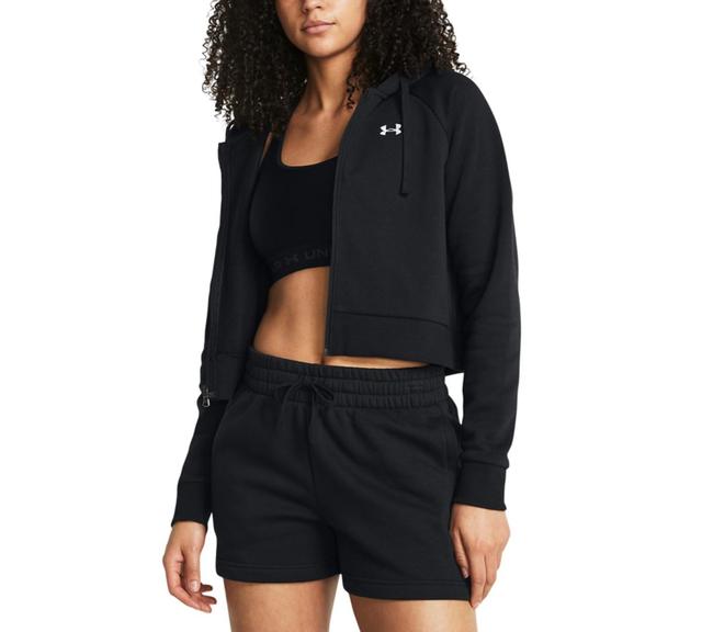 Under Armour Womens Rival Fleece Cropped Zippered Hoodie - Taupe Dusk / Product Image