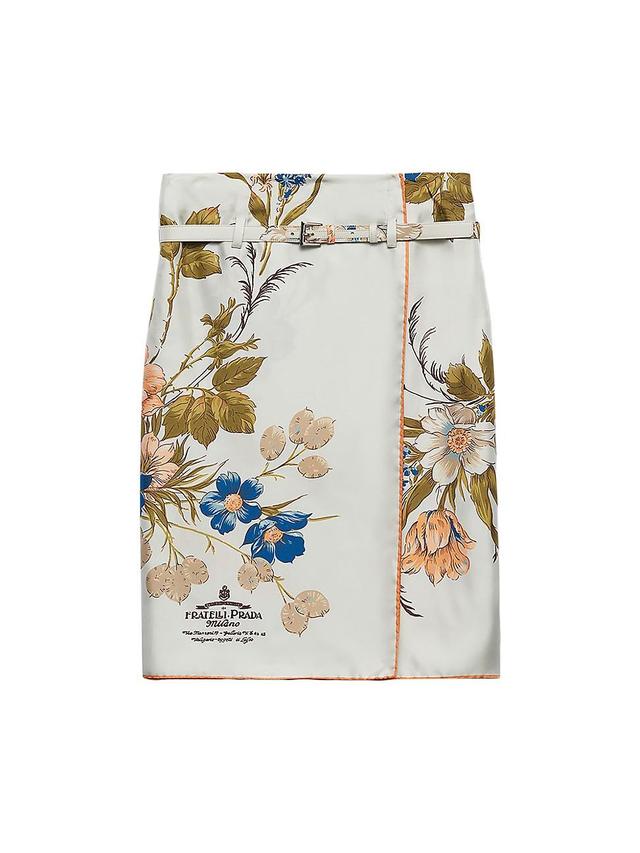 Womens Printed Silk Twill Skirt Product Image