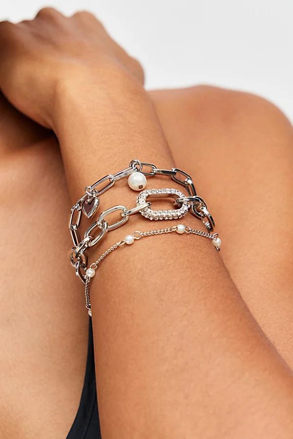 Rhinestone Layered Chain Bracelet Set Womens at Urban Outfitters Product Image