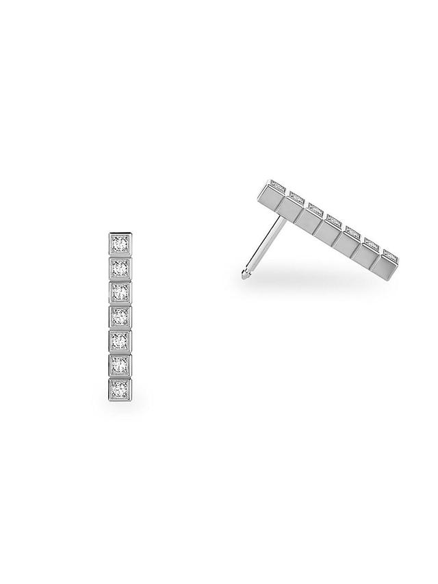 Ice Cube Diamond & 18K White Gold Earrings Product Image