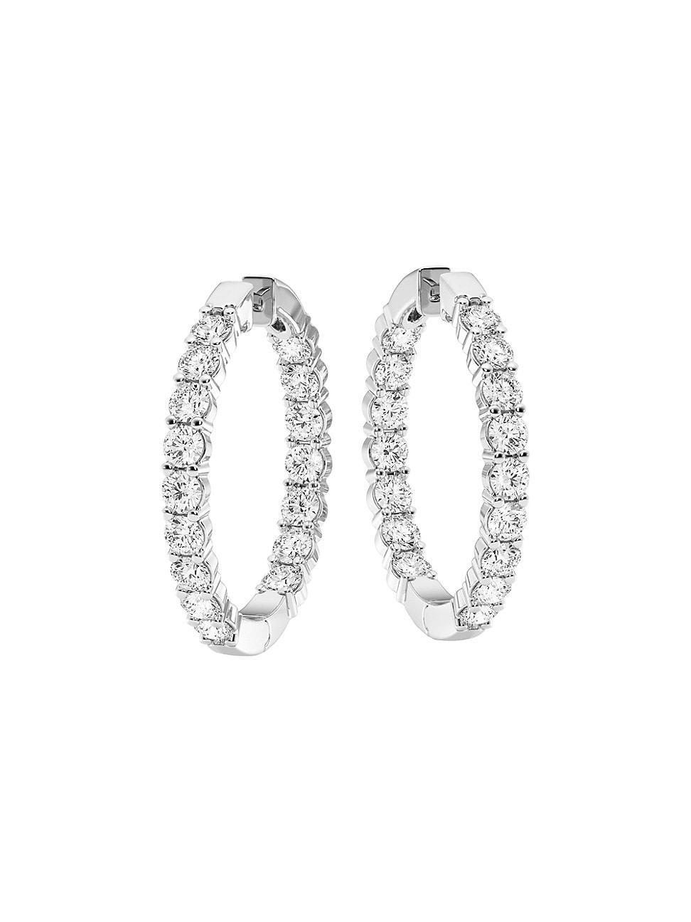 Womens 14K White Gold & 10 TCW Lab-Grown Diamond Inside-Out Hoop Earrings Product Image