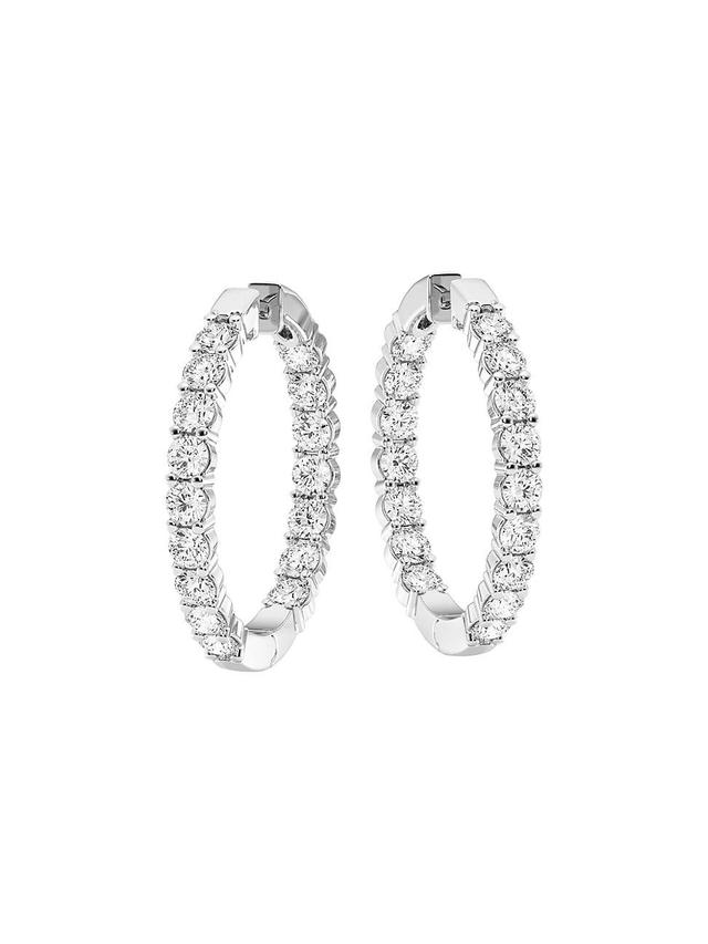 Womens 14K White Gold & 10 TCW Lab-Grown Diamond Inside-Out Hoop Earrings Product Image