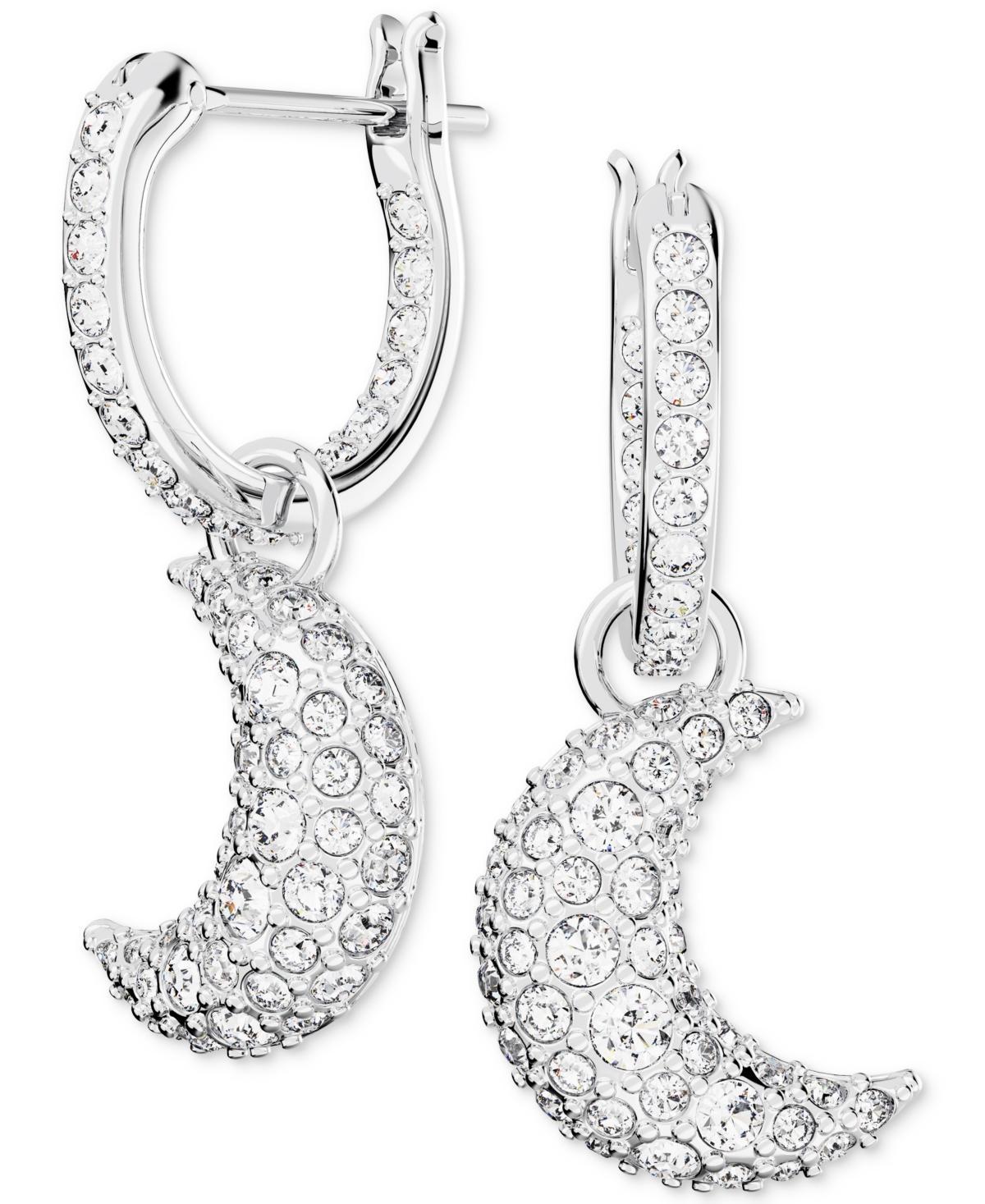 Swarovski Luna Moon Crystal Huggie Hoop Drop Earrings Product Image