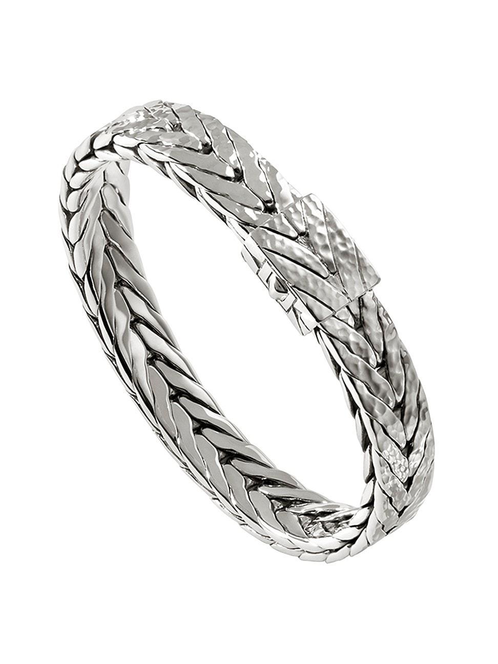 Mens Hammered Sterling Silver Bracelet Product Image