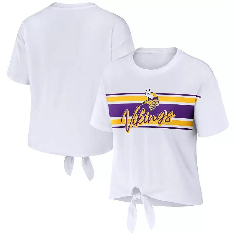 Womens WEAR by Erin Andrews Minnesota Vikings Front Tie Retro T-Shirt Product Image