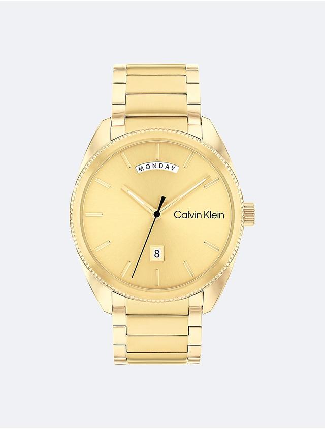 Calvin Klein Mens Sunray Dial Three Link Bracelet Watch - Metallic Product Image