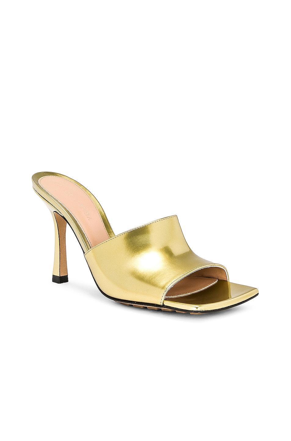 Bottega Veneta Stretch Mule Sandals in Gold - Metallic Gold. Size 36 (also in 38, 39). Product Image