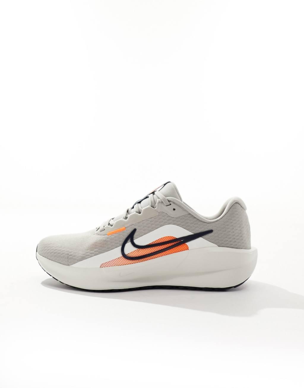 Nike Running Downshifter 13 sneakers in gray and orange Product Image