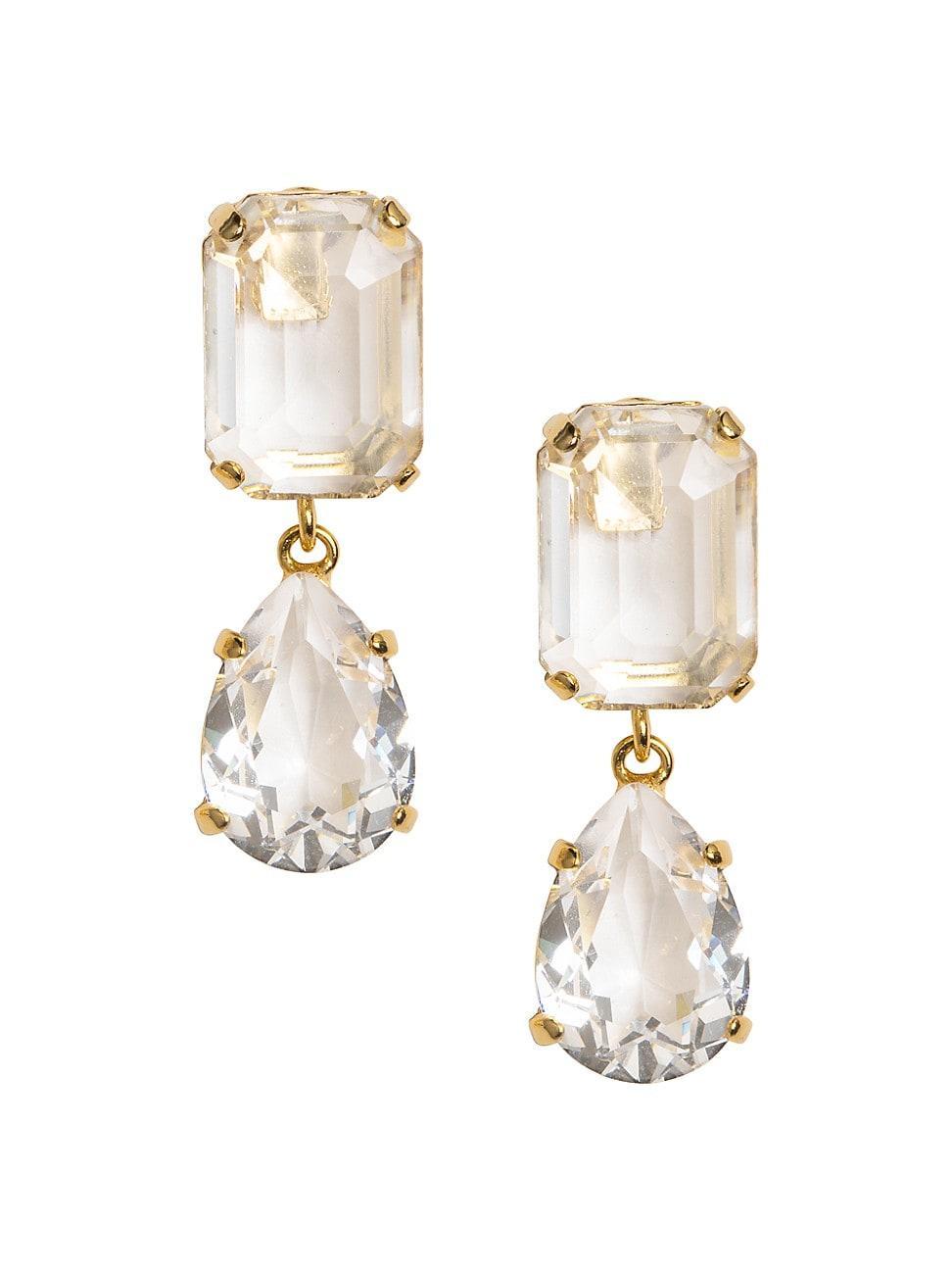 Womens 14K-Gold-Plated & Glass Crystal Double-Drop Earrings Product Image