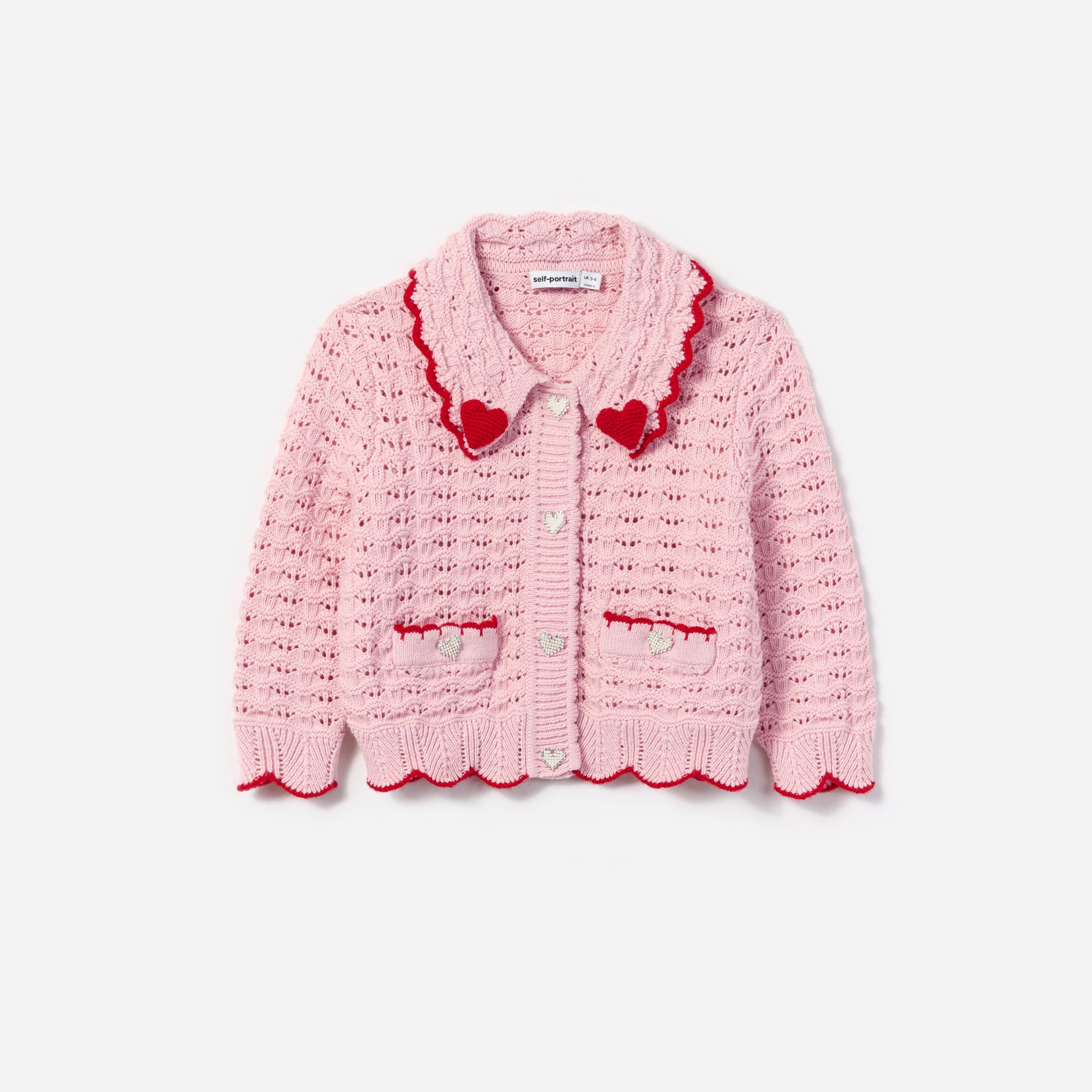 Pink Textured Heart Detail Cardigan product image