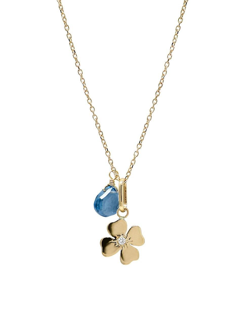 Womens Anzie X Mel Soldera 14K Yellow Gold, 0.01 TCW Diamond & London Blue Topaz Pendant Necklace Product Image