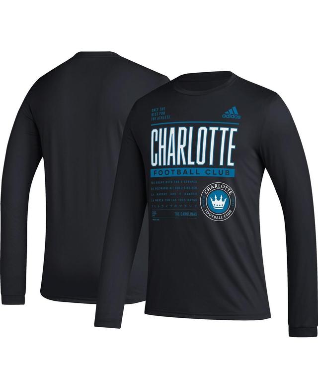 Mens adidas Black Charlotte Fc Club Dna Long Sleeve T-shirt Product Image