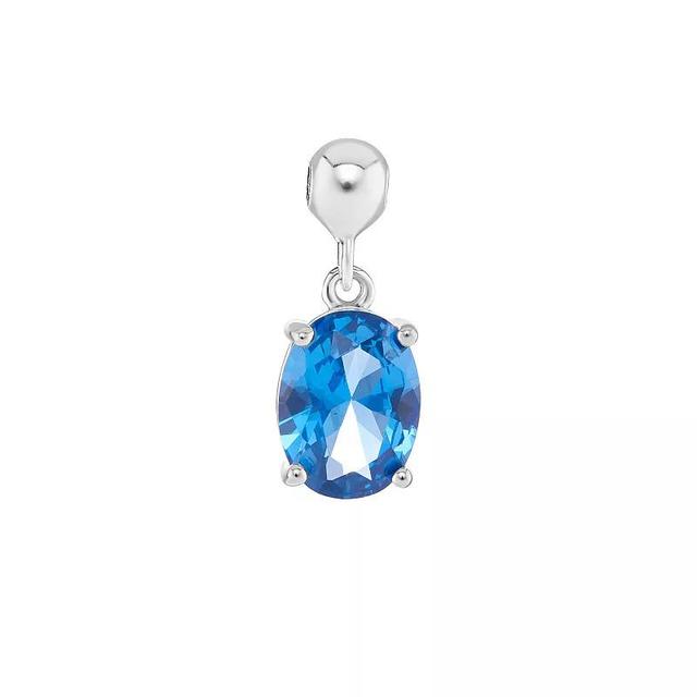 PRIMROSE Sterling Silver Oval Cubic Zirconia Sliding Charm, Womens, Blue Product Image