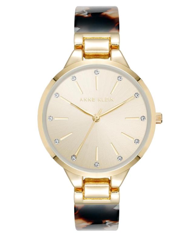 Anne Klein Womens Quartz Boyfriend Tortoise Acetate and Gold-Tone Metal Alloy Bangle Watch, 35.5mm - Tortoise/Gold-Tone Product Image