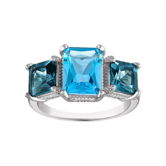 Designs by Gioelli Sterling Silver Gemstone 3-Stone Ring, Womens Blue Topaz Product Image