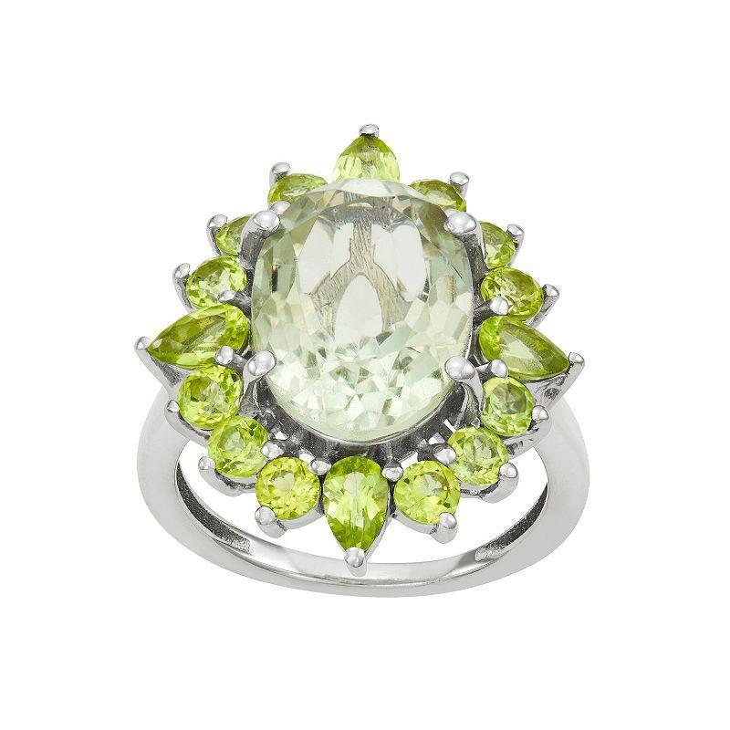 Jewelexcess Sterling Silver Genuine Green Amethyst & Peridot Ring, Womens Green Purple Peridot Product Image