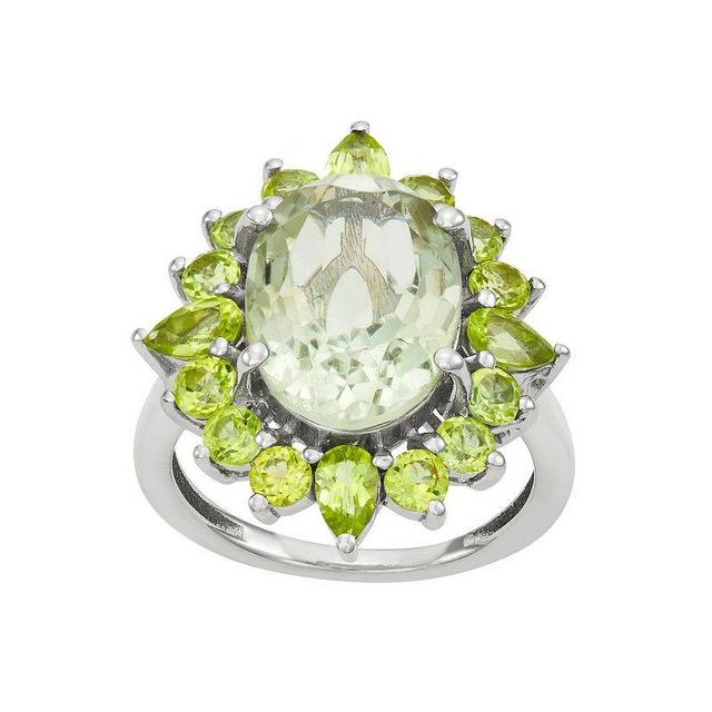 Jewelexcess Sterling Silver Genuine Green Amethyst & Peridot Ring, Womens White Product Image