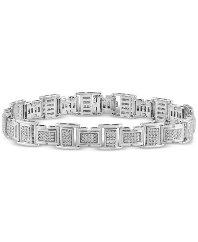 Mens Diamond Cluster Link Bracelet (1 ct. t.w.) in Sterling Silver Product Image