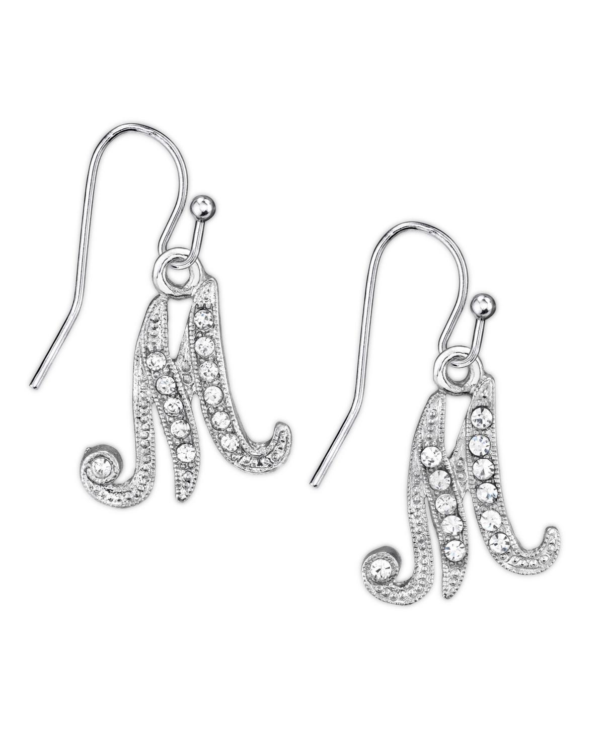 2028 Silver Tone Crystal Initial Wire Earring Product Image