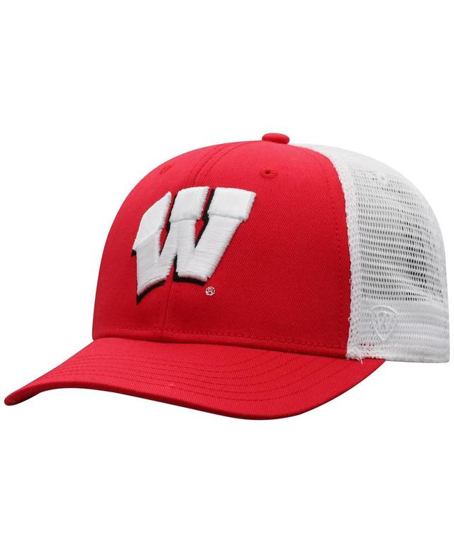 Mens Top of the World Red Wisconsin Badgers Trucker Snapback Hat - Red Product Image