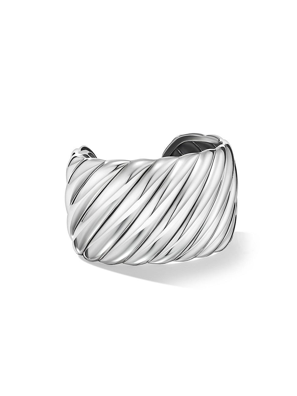 Womens Sculpted Cable Cuff Bracelet In Sterling Silver Product Image