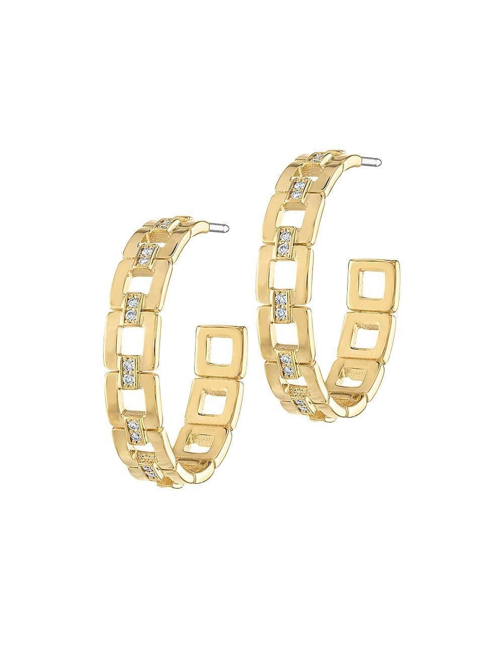 Womens Marcella 18K Yellow Gold & 0.20 TCW Diamond Chain Hoop Earrings Product Image