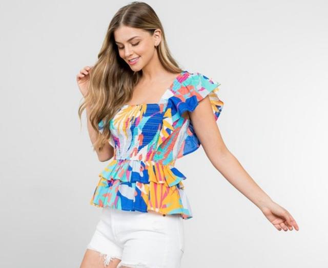 Flutter Sleeve Abstract Top Product Image