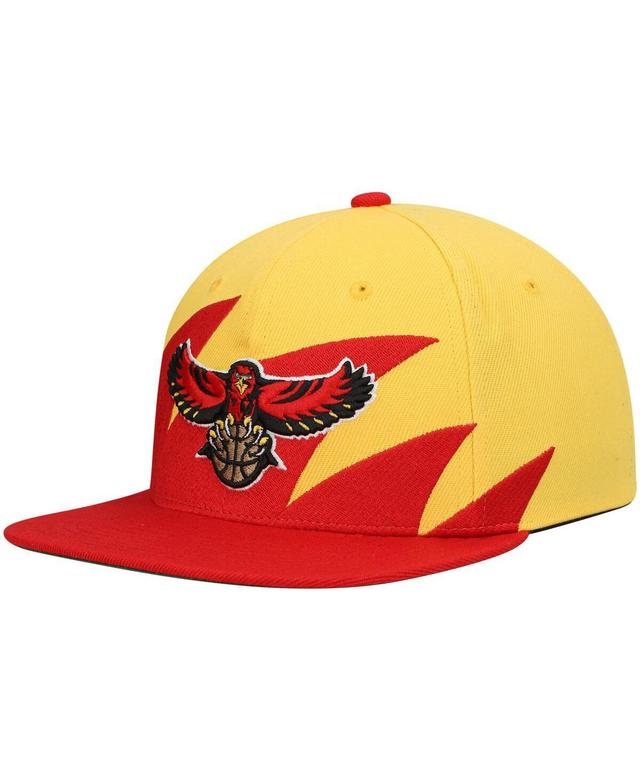 Mens Mitchell & Ness Yellow Atlanta Hawks Hardwood Classics Sharktooth Snapback Hat - Yellow Product Image