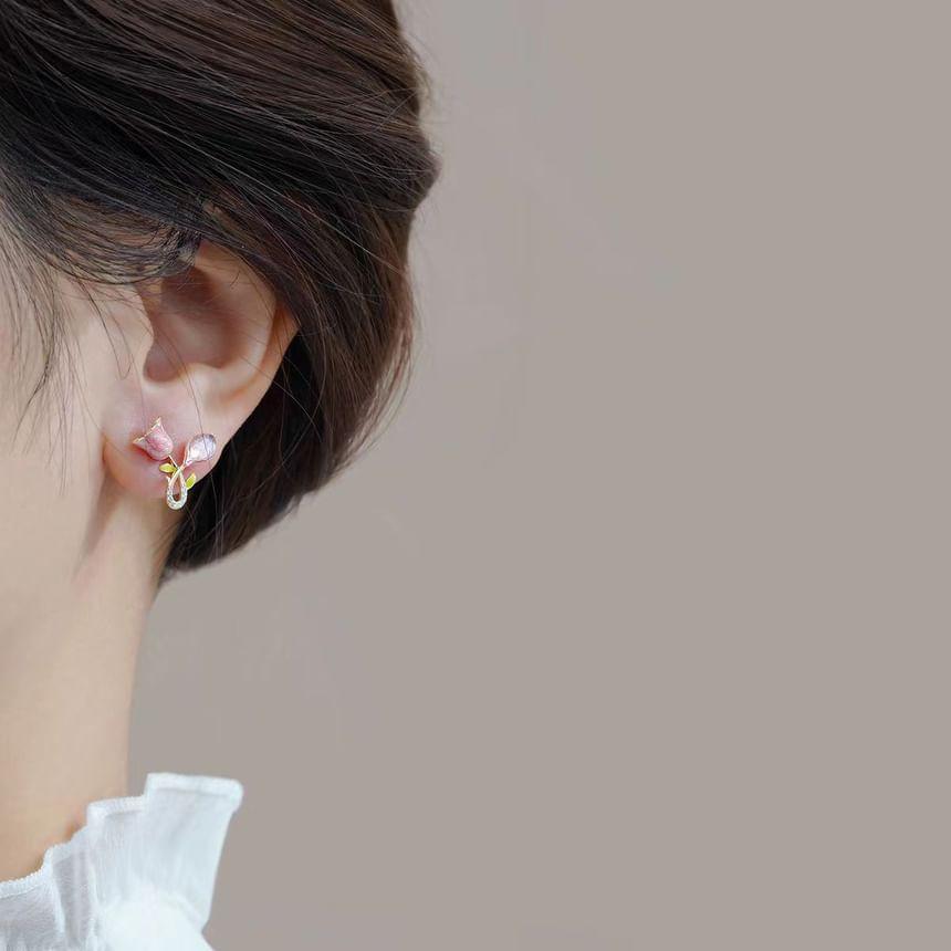 Tulip Glaze Rhinestone Alloy Stud Earring Product Image