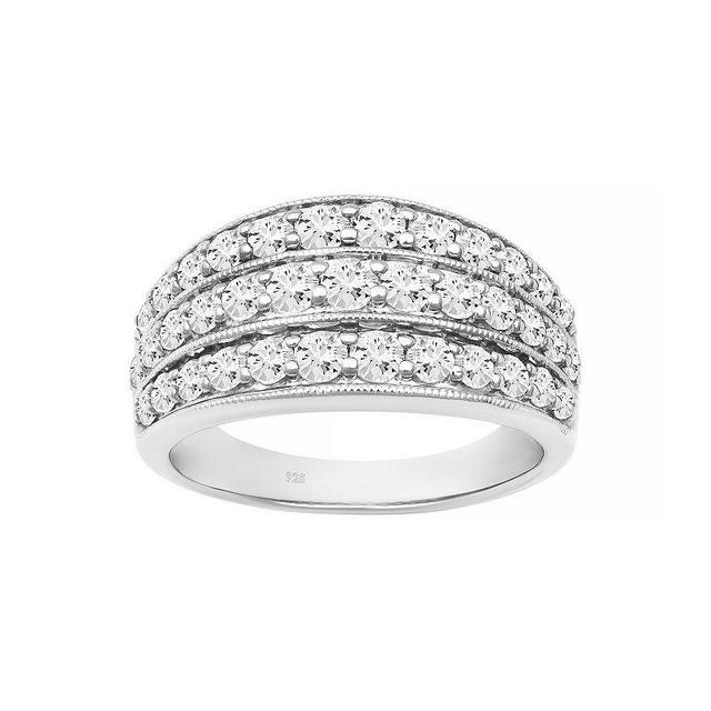 Love Always Sterling Silver Lab-Created White Sapphire Wide Anniversary Band, Womens Product Image