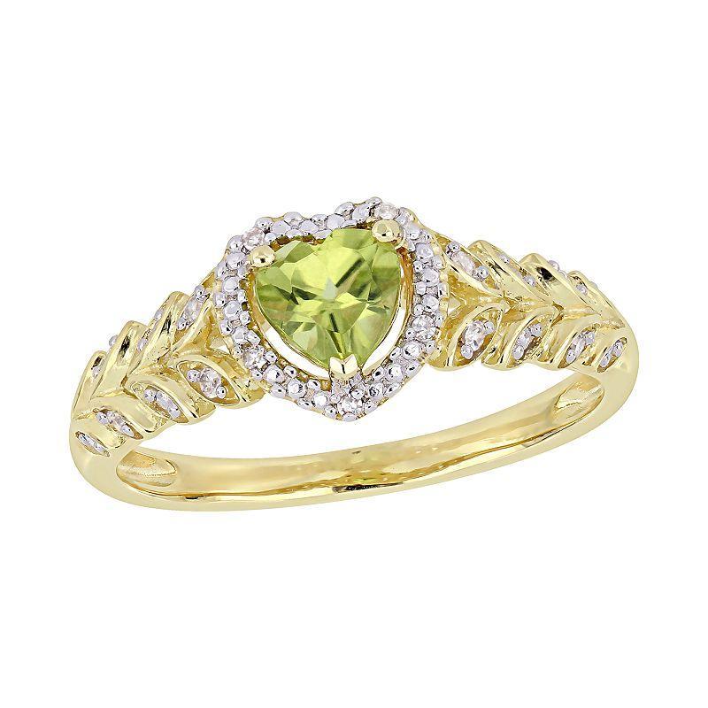 Stella Grace 10K Gold Heart Gemstone & Diamond Accent Ring, Womens Peridot Product Image