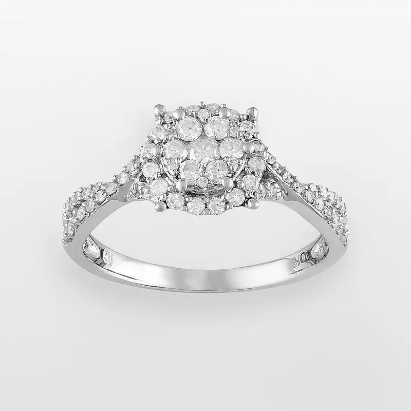 Stella Grace 10k White Gold 1/2-ct. T.W. Diamond Frame Ring, Womens Product Image