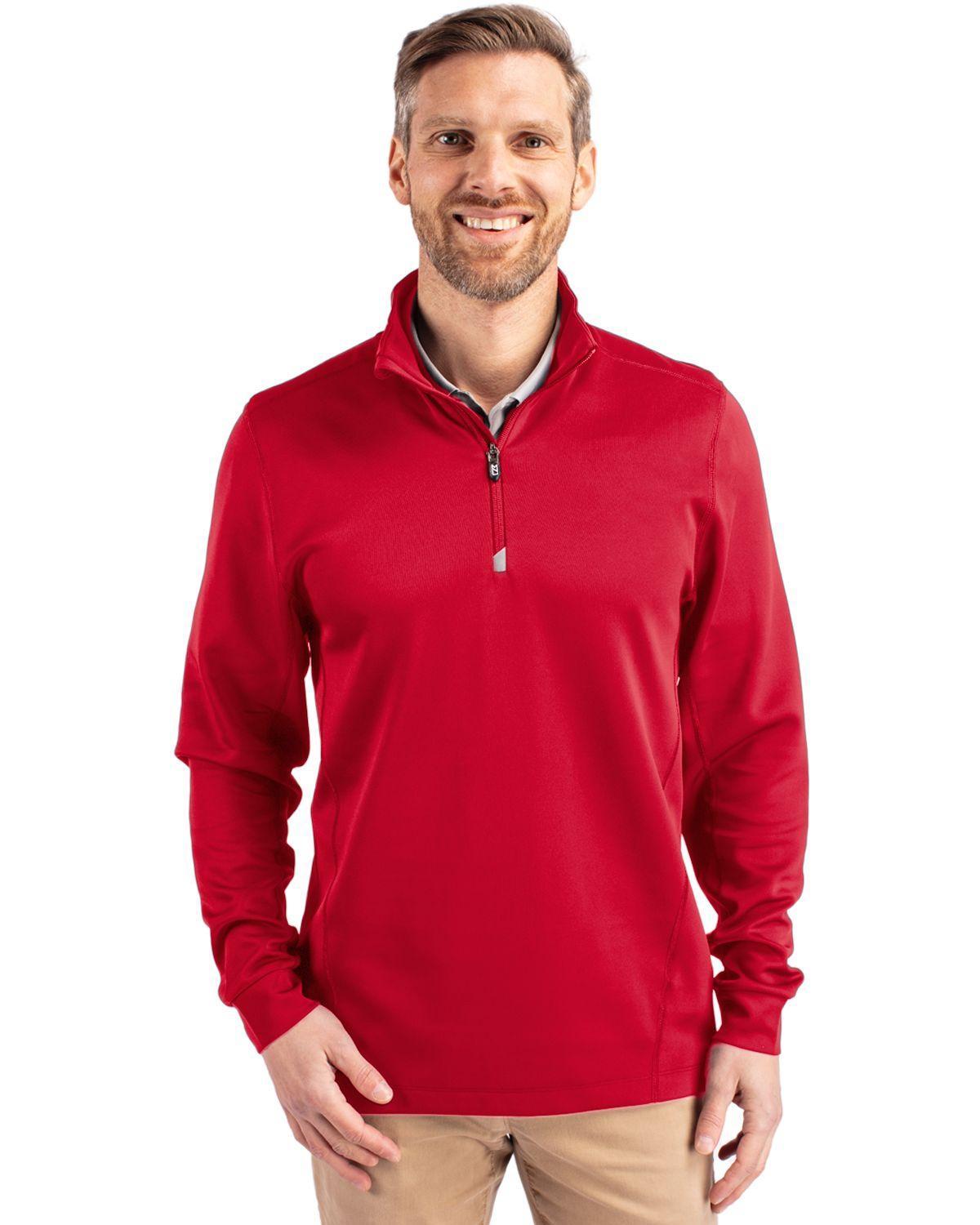 Cutter & Buck Mens Traverse Stretch Quarter Zip Pullover Jacket Product Image