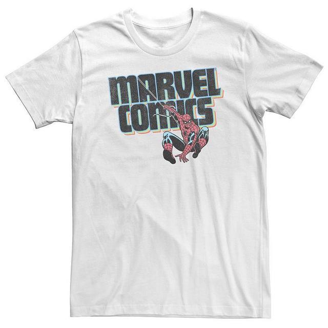 Licensed Character Big & Tall Marvel Comics Spider-Man Classic Web Sling Logo Tee, Men's, Size: XXL Tall, White - Size: XXL Tall Product Image