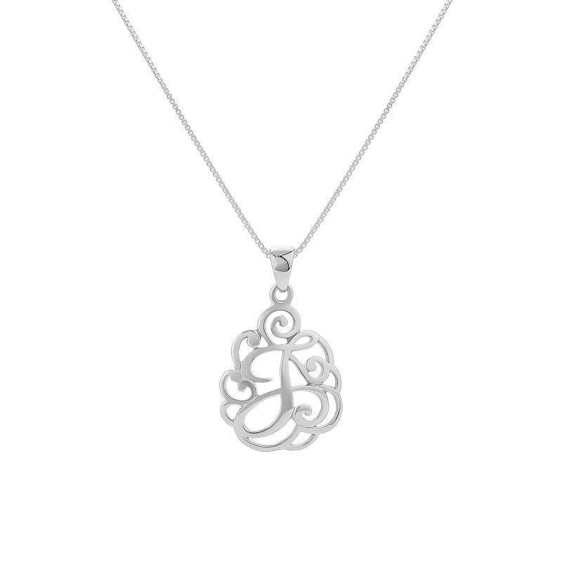 PRIMROSE Sterling Silver Monogram Initial Pendant Necklace, Womens Grey Product Image