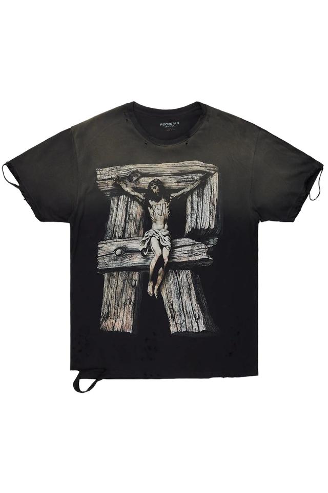 Panos Black Graphic Oversized T-Shirt Male Product Image