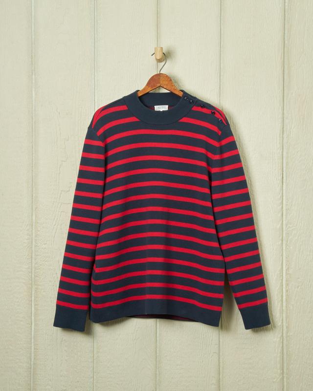 Bateau Sweater in Navy/Red Stripe Product Image