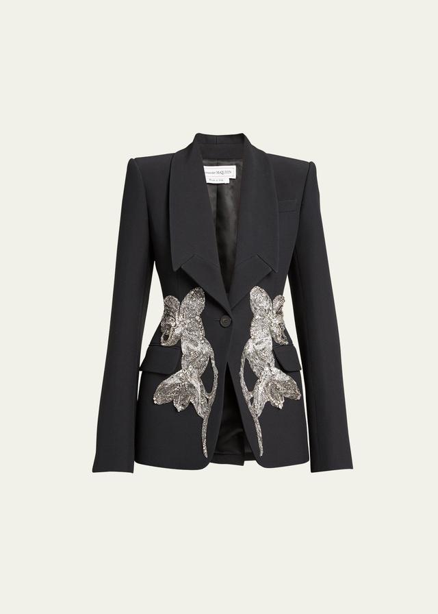 Alexander McQueen Beaded Orchid Detail Blazer Product Image