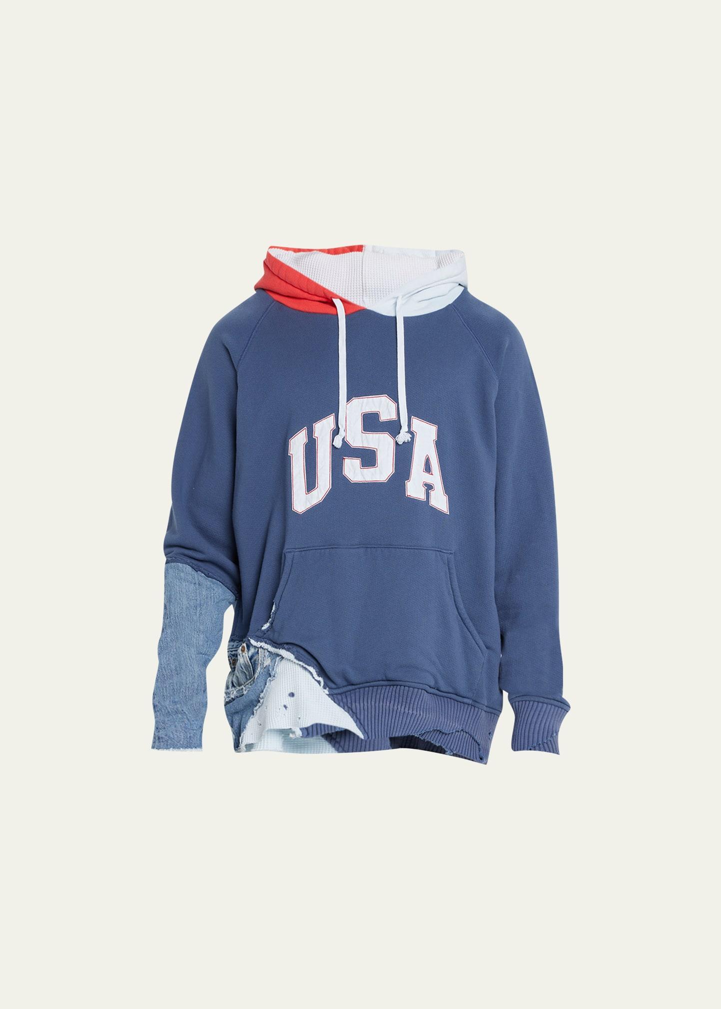 Mens Patchwork Terry Raglan Hoodie Product Image