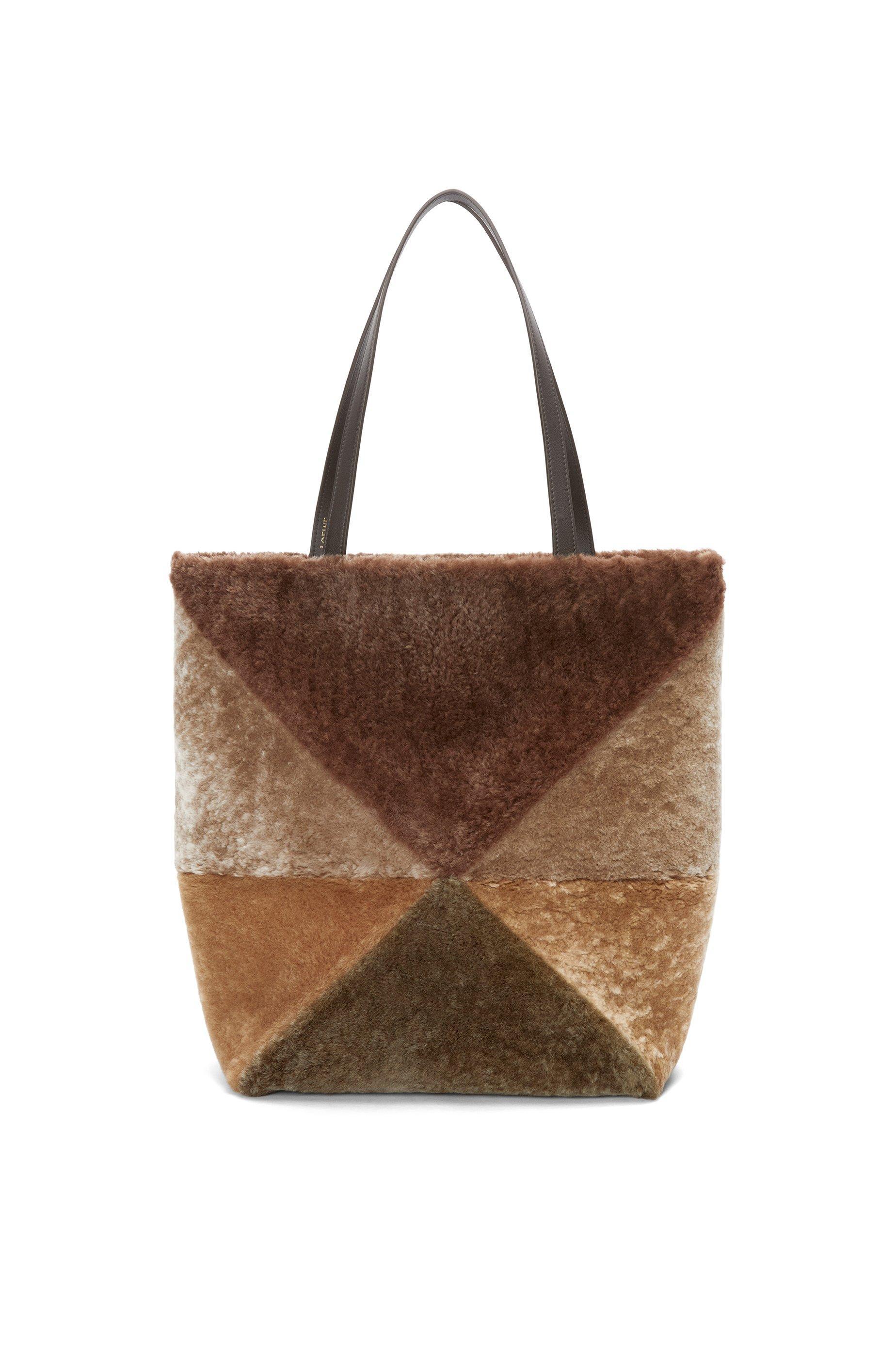 Large Puzzle Fold tote in shearling Product Image