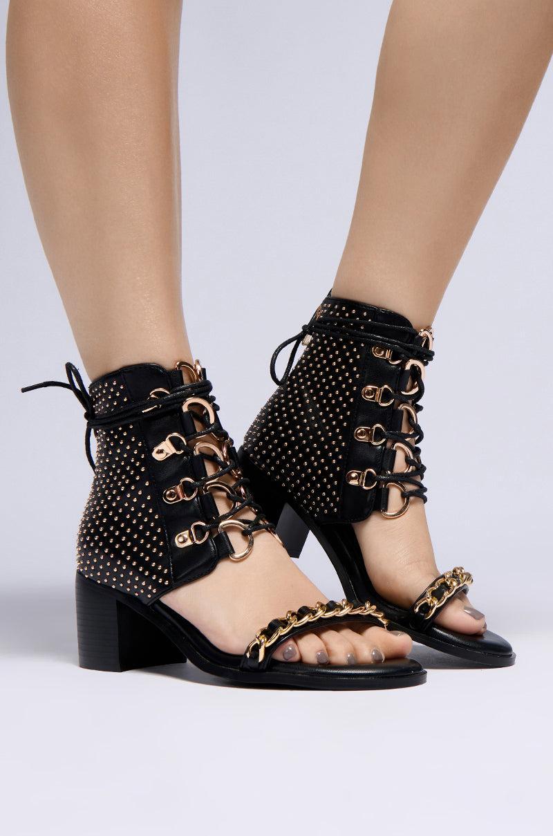 AZALEA WANG IZABELLA BLACK OPEN TOE SANDAL BOOTIE Product Image