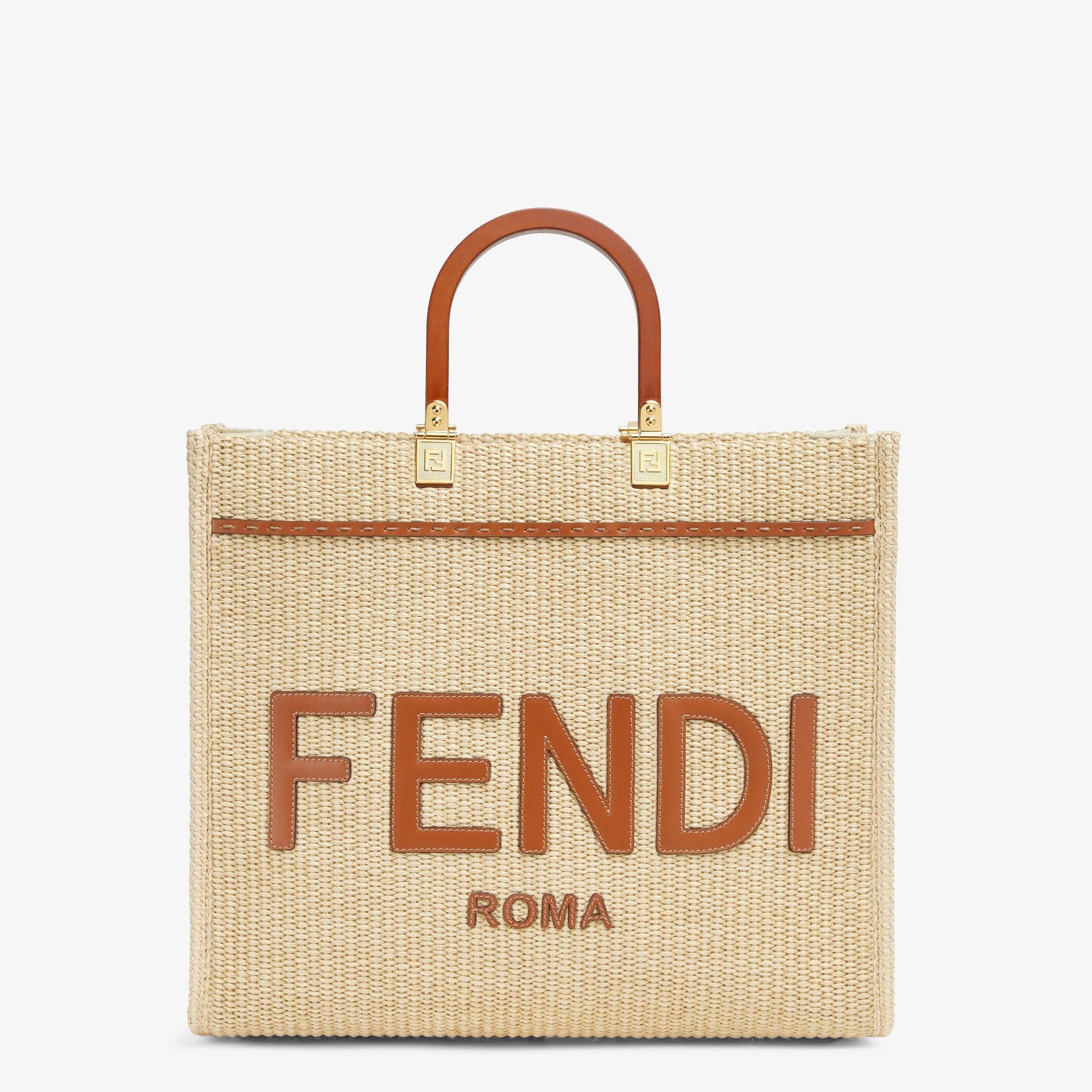 Fendi Sunshine MediumShopper in natural straw Product Image