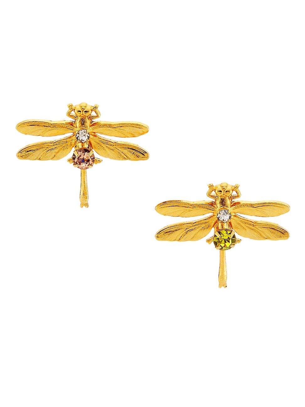 Womens Emery 18K-Gold-Plated & Glass Crystal Dragonfly Earrings Product Image