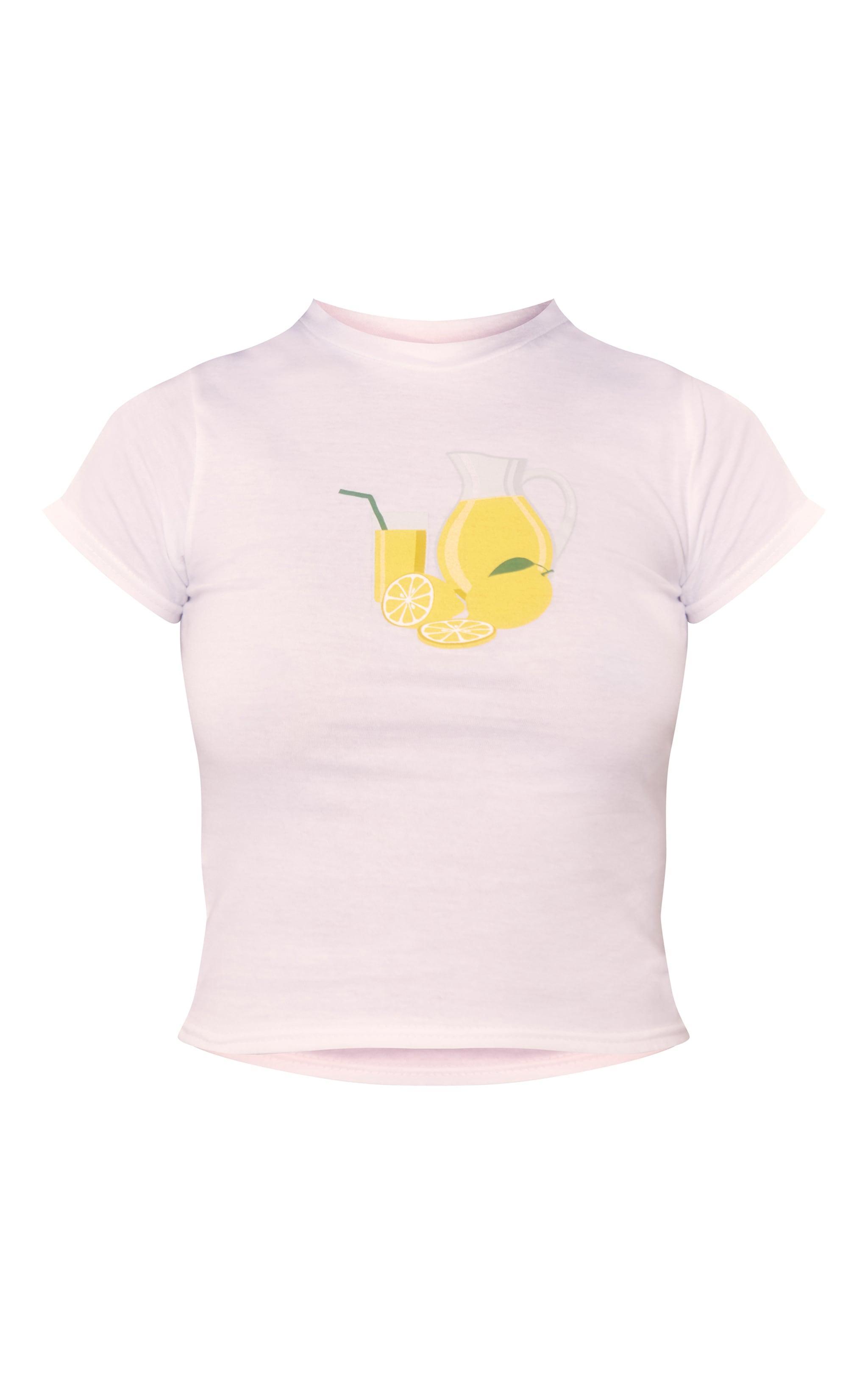 White Lemonade Print Graphic Fitted Shirt Product Image