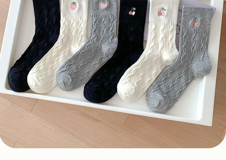 Fruit Embroidery Crew Socks / Set Product Image