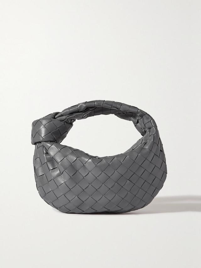 BOTTEGA VENETA Jodie Mini Knotted Intrecciato Leather Tote In Gray Product Image