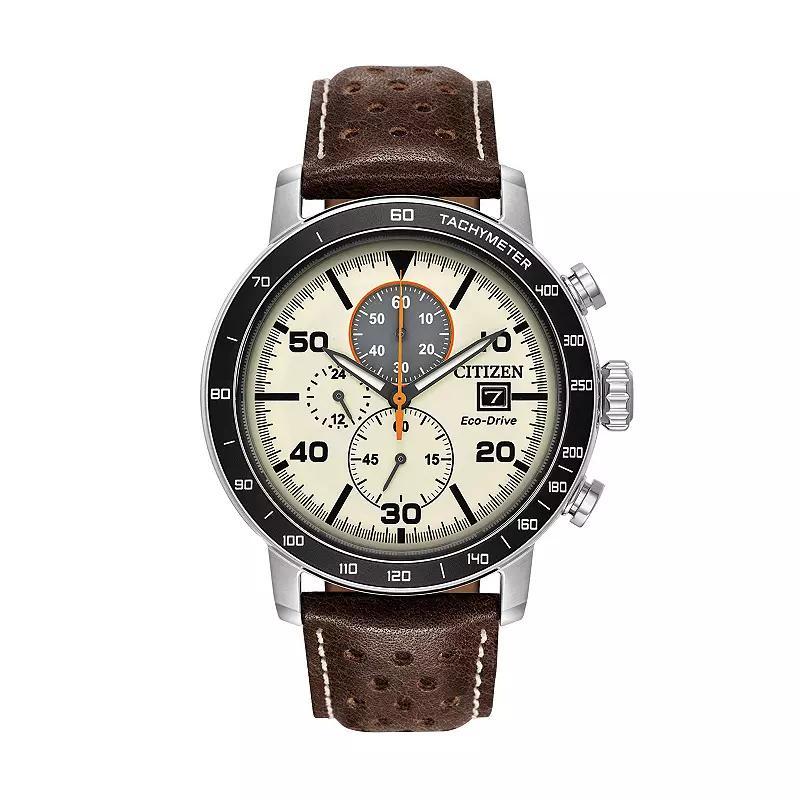 Men's Citizen Eco-DriveÂ® Brycen Chronograph Strap Watch with Black Dial (Model: Ca0649-14E) Product Image