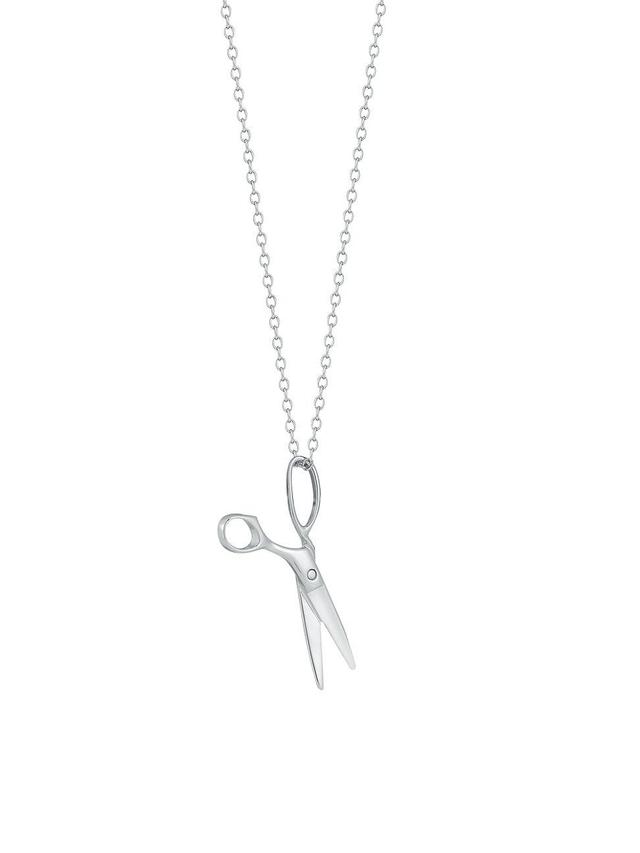 Mens All That Works Scissor Sterling Silver Pendant Necklace Product Image