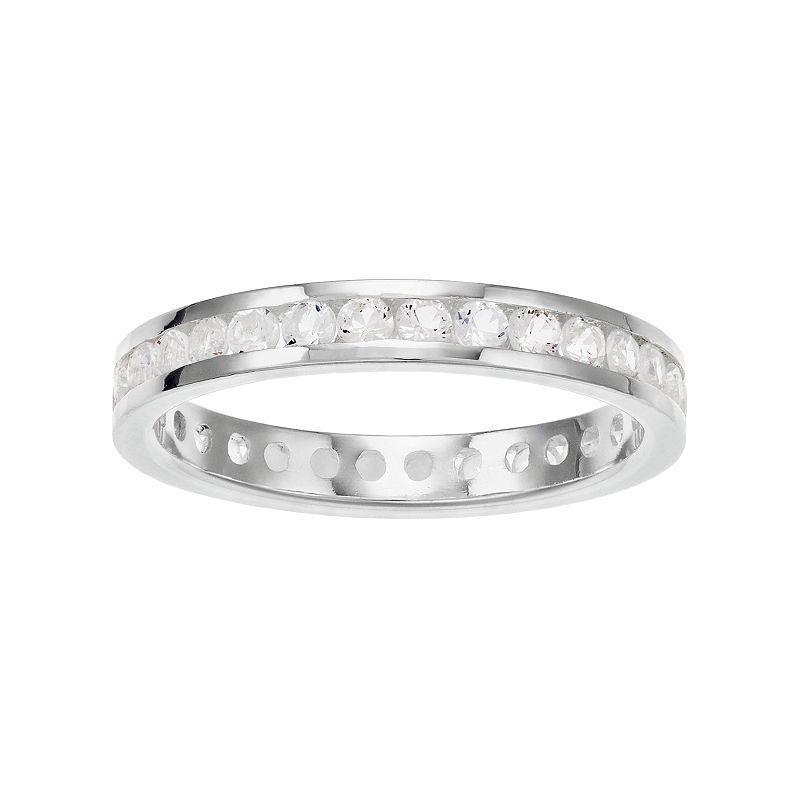 White Topaz (1 c.t.t.w.) Channel-Set Eternity Band in Sterling Silver Product Image