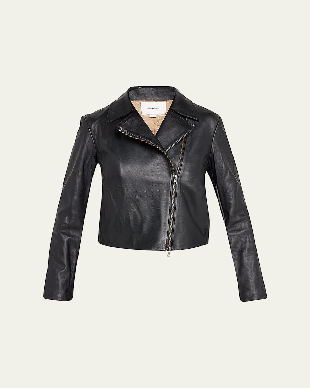 Womens Leather Moto Jacket Product Image